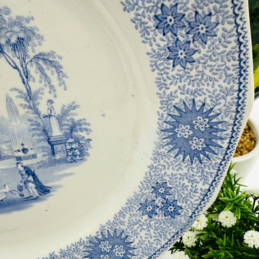 Vintage W Adams & Sons Isola Bella Light Blue White Transferware 10.5" Plate - Picture 3 of 7